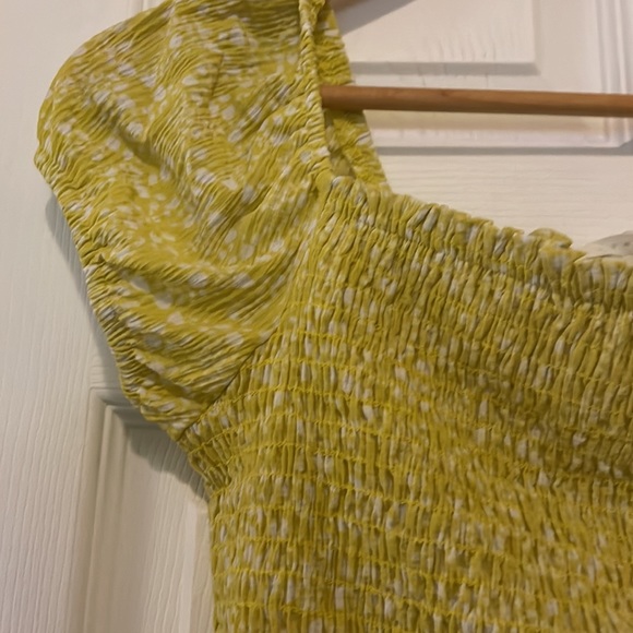 Lush yellow smocked crop top hippie boho - Picture 4 of 8